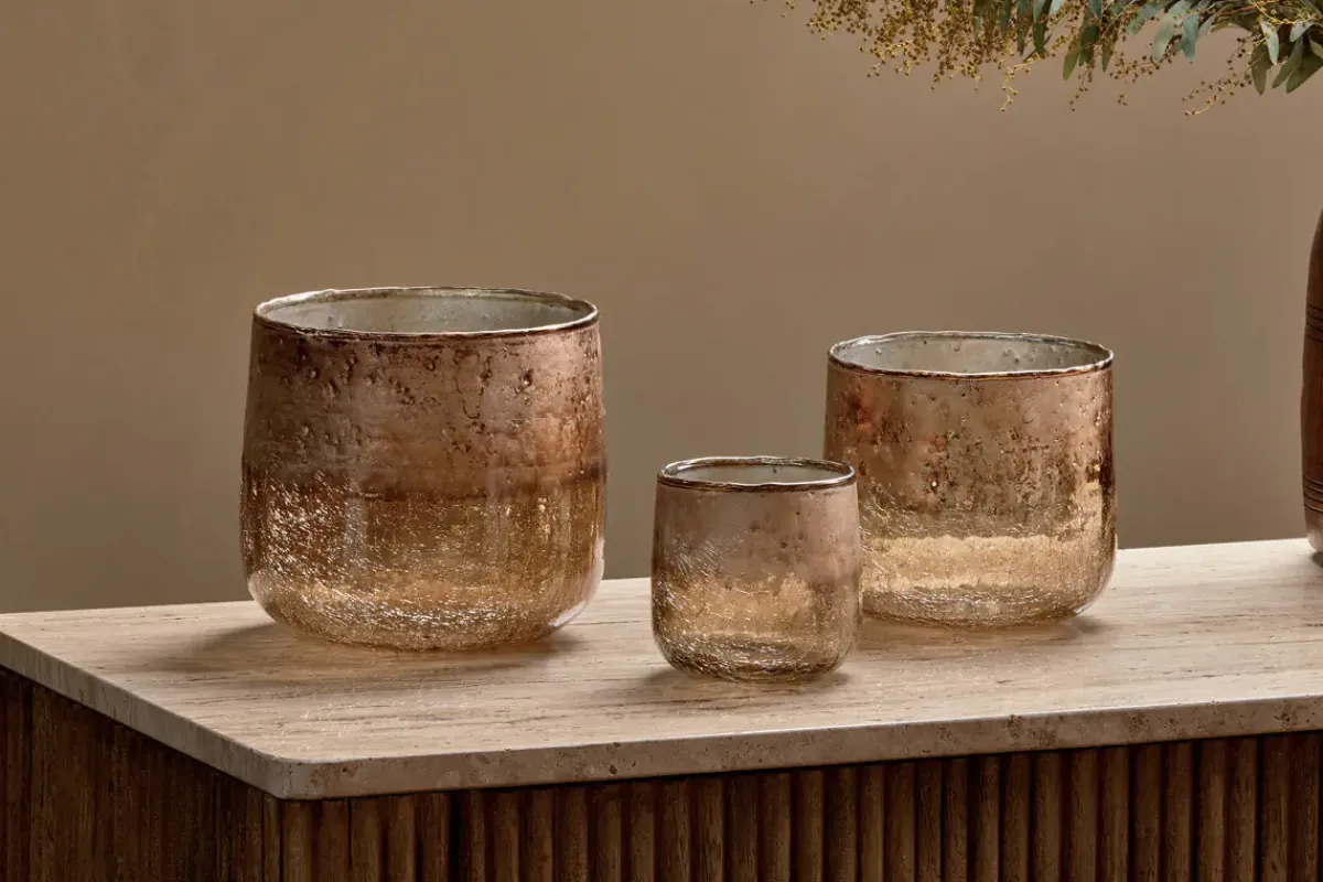 Decorative Home Accessories|Fireside^Nkuku Konara Glass Tealight Holder - Copper Smoke