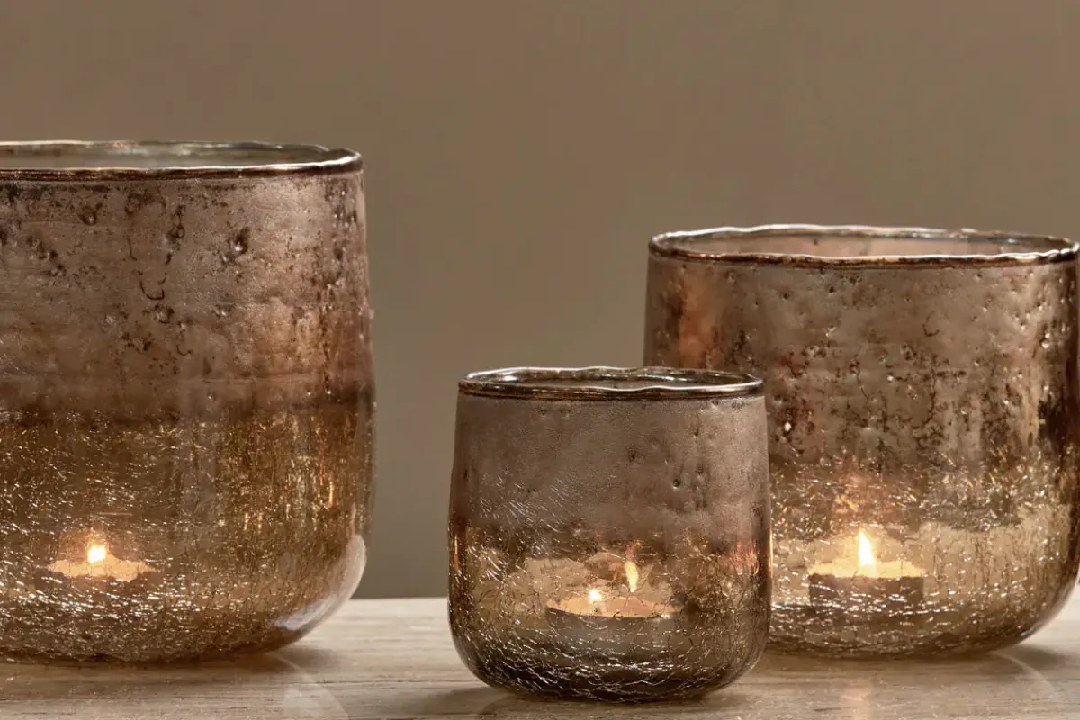 Decorative Home Accessories|Fireside^Nkuku Konara Glass Tealight Holder - Copper Smoke