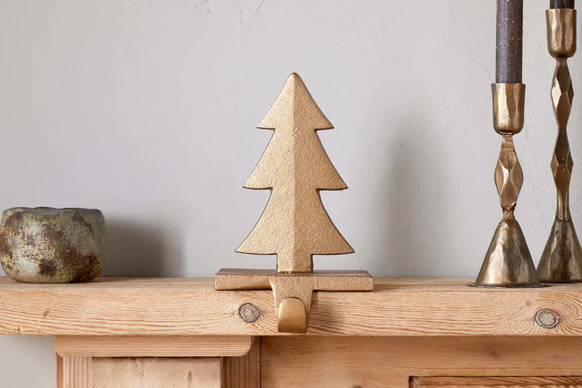 New Christmas|Bright Christmas^Nkuku Kotta Stocking Tree Holder - Antique Brass