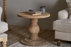Living|Side Tables^Nkuku Laya Round Carved Side Table - Natural