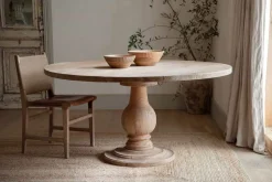 Kitchen & Dining|Dining Tables^Nkuku Laya Round Carved Wood Table - Large