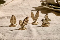 Christmas Table^Nkuku Leaf Brass Place Card Holders (Set of 4)