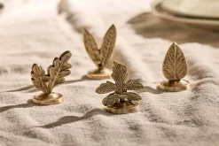Christmas Table^Nkuku Leaf Brass Place Card Holders (Set of 4)