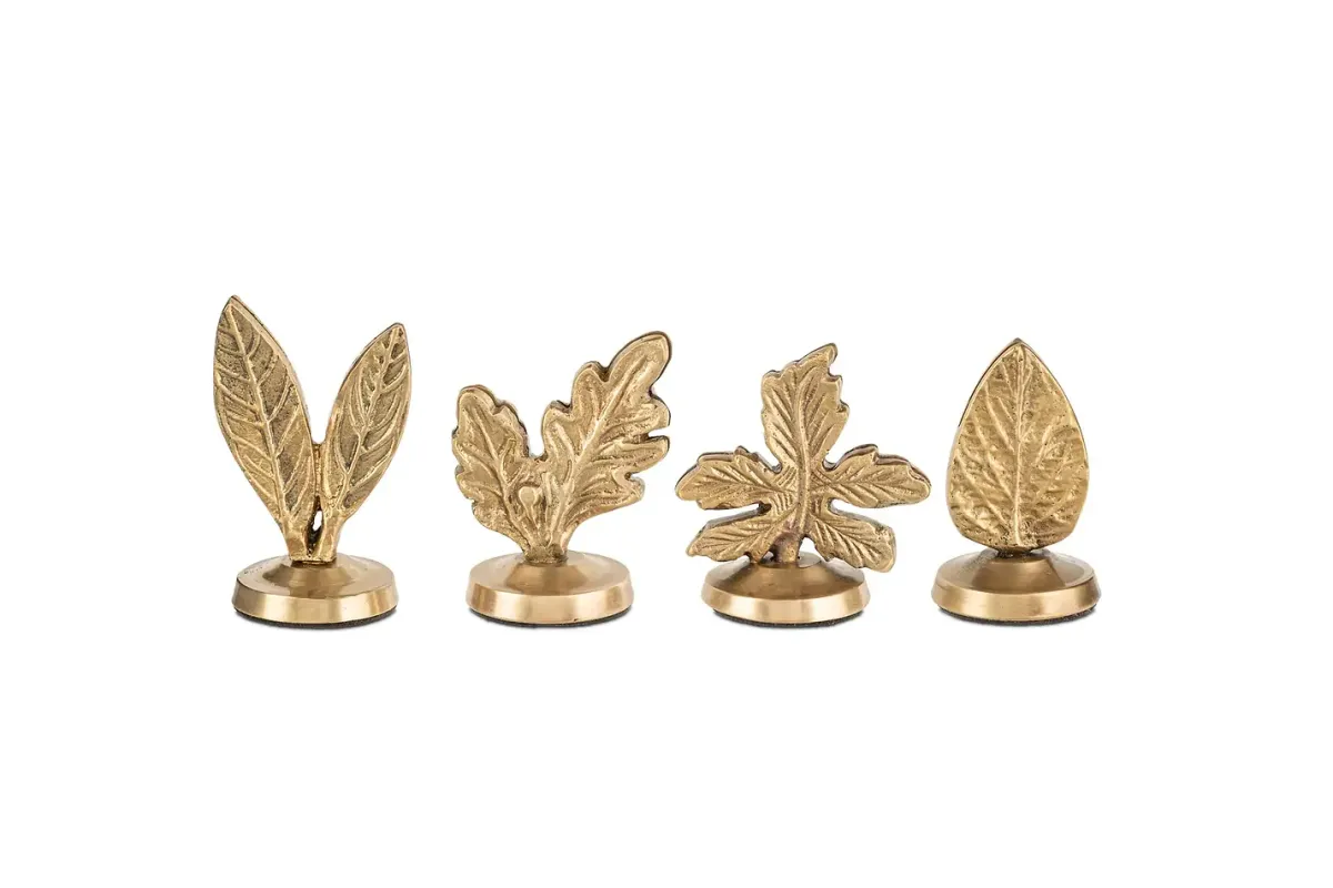 Christmas Table^Nkuku Leaf Brass Place Card Holders (Set of 4)