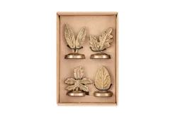 Christmas Table^Nkuku Leaf Brass Place Card Holders (Set of 4)