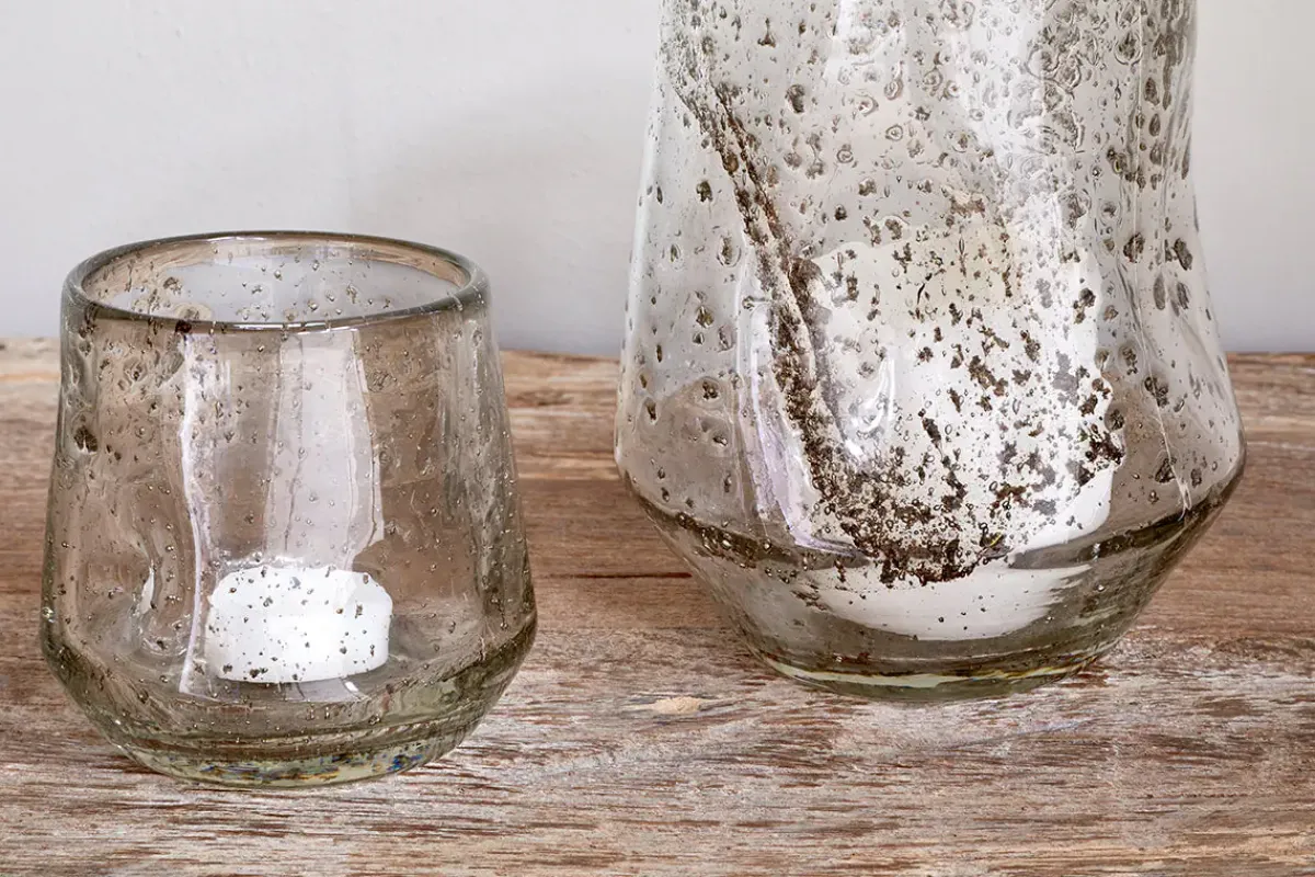 Decorative Home Accessories|Candle Holders^Nkuku Linora Recycled Glass Tealight Holder - Clear