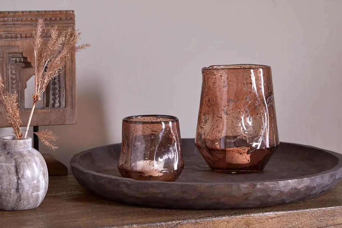 Decorative Home Accessories|Candle Holders^Nkuku Linora Recycled Glass Tealight Holder - Terracotta