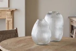 Vases|Decorative Pots & Vases^Nkuku Linsy Ribbed Glass Vase - Clear