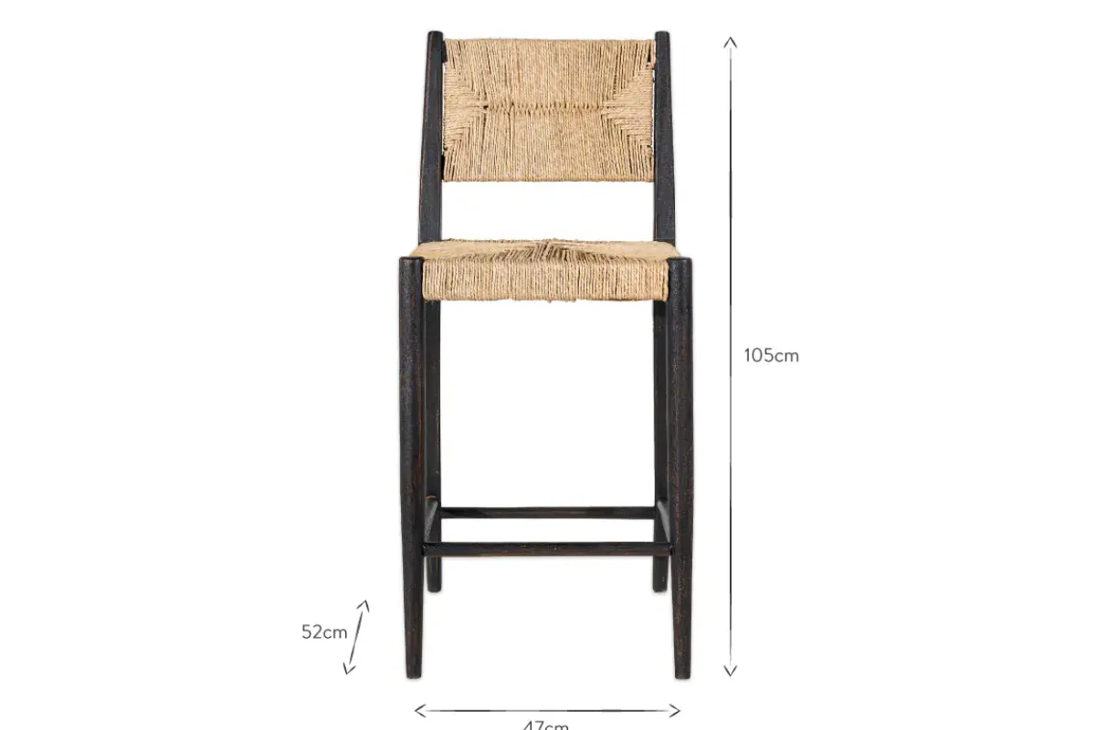 Kitchen & Dining|Bar Stools & Bar Chairs^Nkuku Lohanda Acacia & Munja Grass Counter Chair - Charcoal
