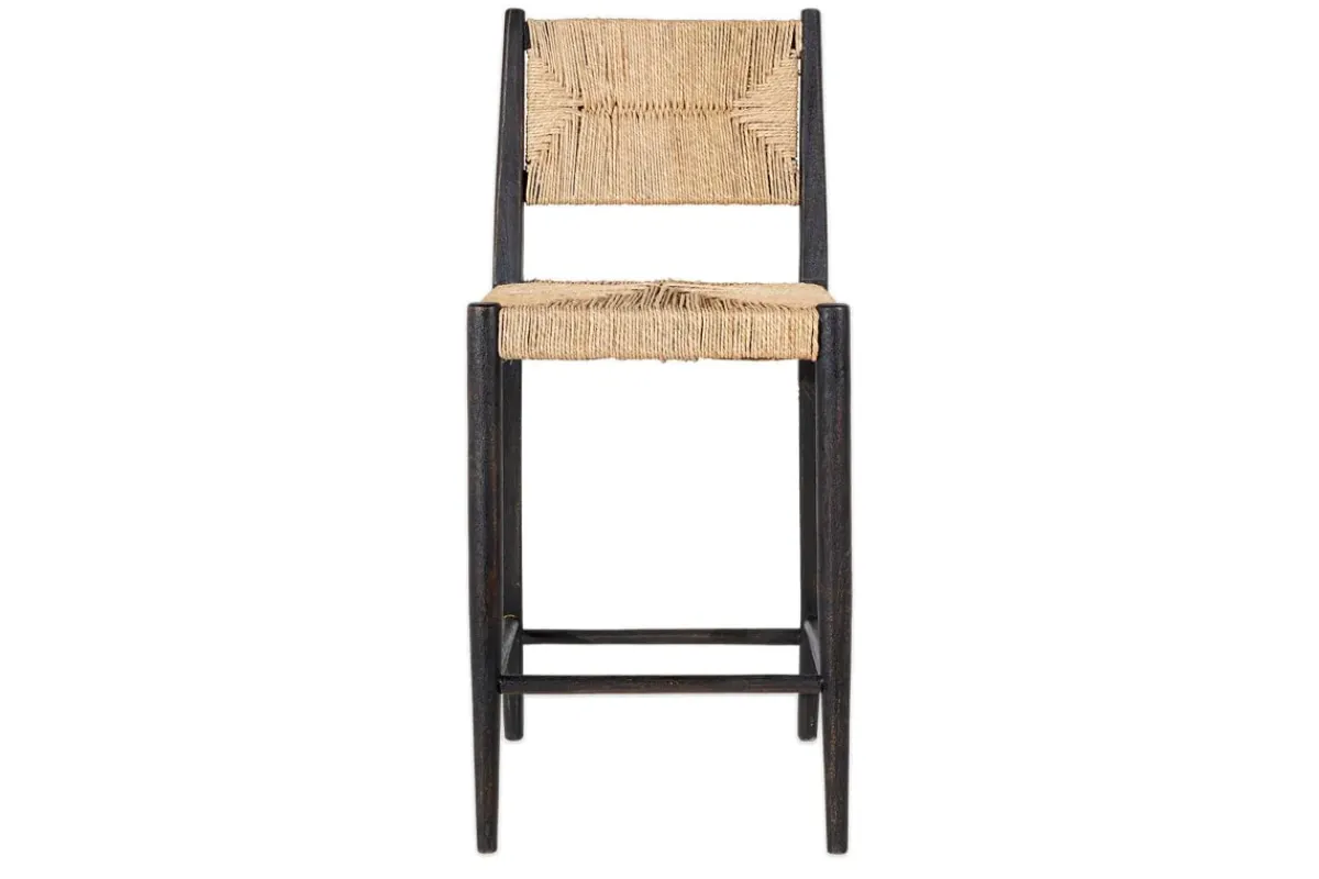 Kitchen & Dining|Bar Stools & Bar Chairs^Nkuku Lohanda Acacia & Munja Grass Counter Chair - Charcoal