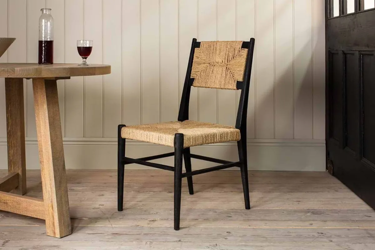 Kitchen & Dining|Dining Chairs & Benches^Nkuku Lohanda Acacia & Munja Grass Dining Chair - Charcoal