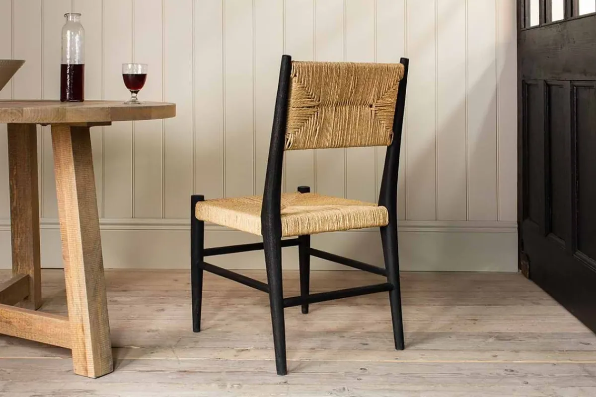Kitchen & Dining|Dining Chairs & Benches^Nkuku Lohanda Acacia & Munja Grass Dining Chair - Charcoal