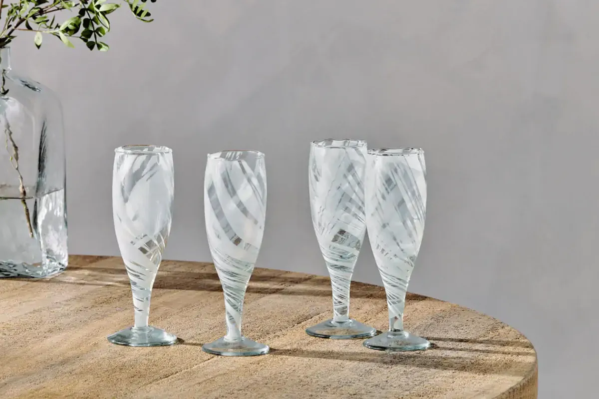 Entertaining Glasses|Wine & Champagne Glasses^Nkuku Lohara Champagne Glass - White (Set of 4)