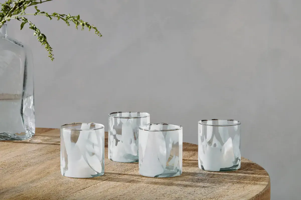Everyday Glassware|Tumblers^Nkuku Lohara Tumbler - White (Set of 4)