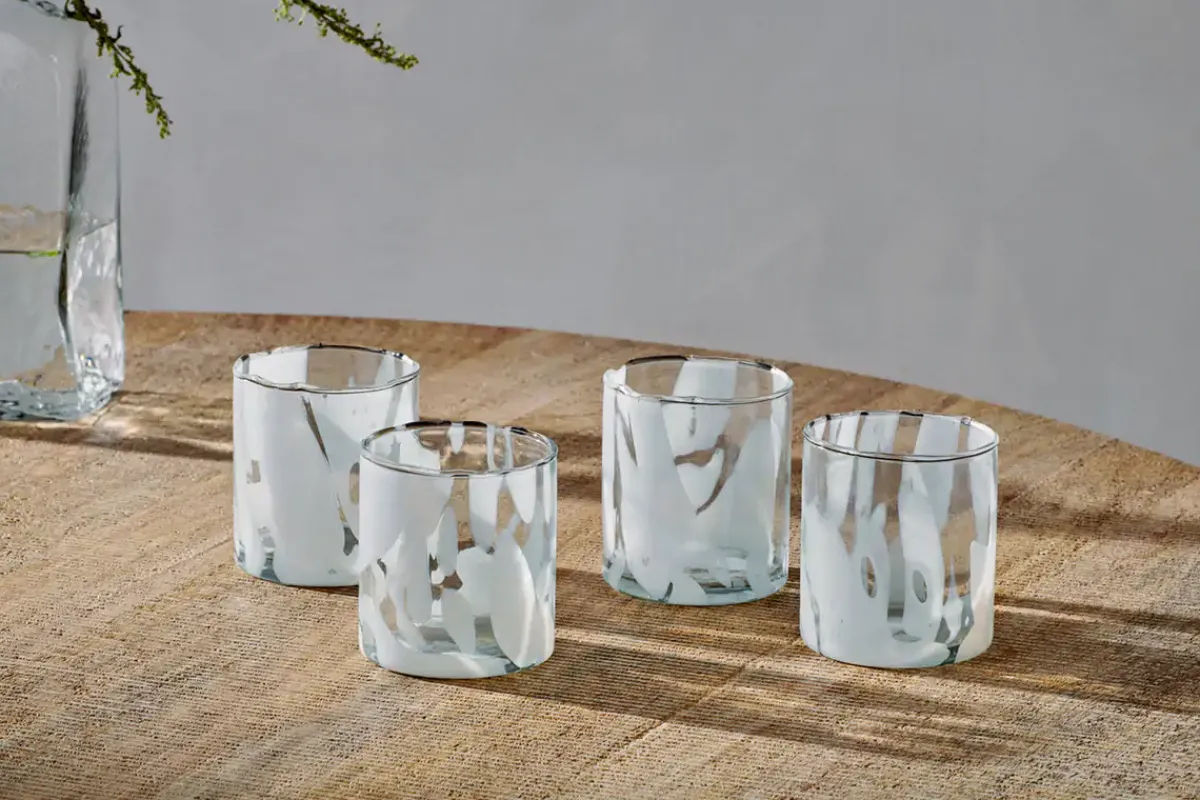 Everyday Glassware|Tumblers^Nkuku Lohara Tumbler - White (Set of 4)