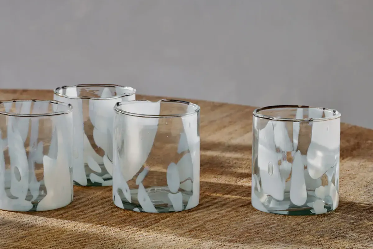 Everyday Glassware|Tumblers^Nkuku Lohara Tumbler - White (Set of 4)