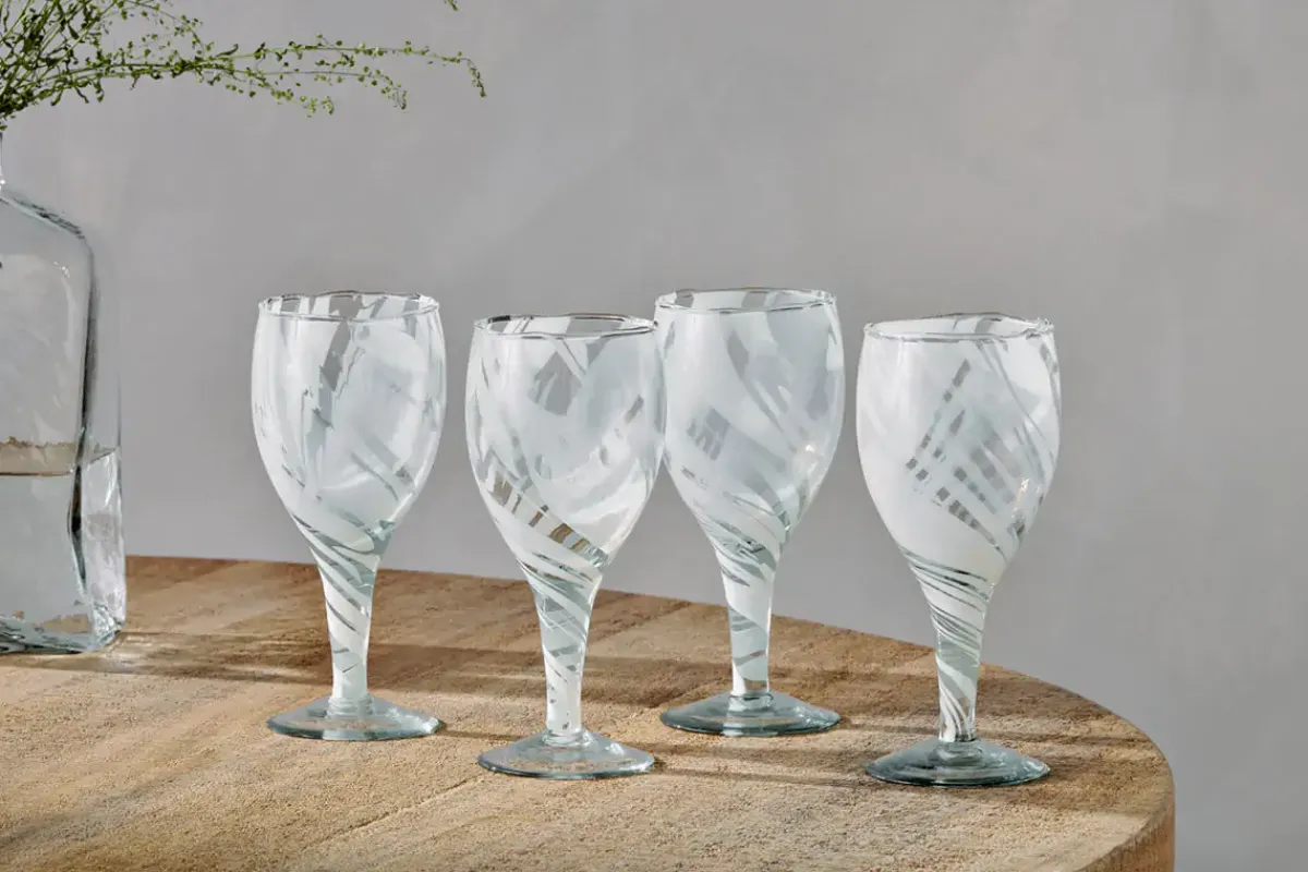 Entertaining Glasses|Wine & Champagne Glasses^Nkuku Lohara Wine Glass - White (Set of 4)