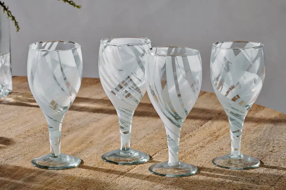 Entertaining Glasses|Wine & Champagne Glasses^Nkuku Lohara Wine Glass - White (Set of 4)