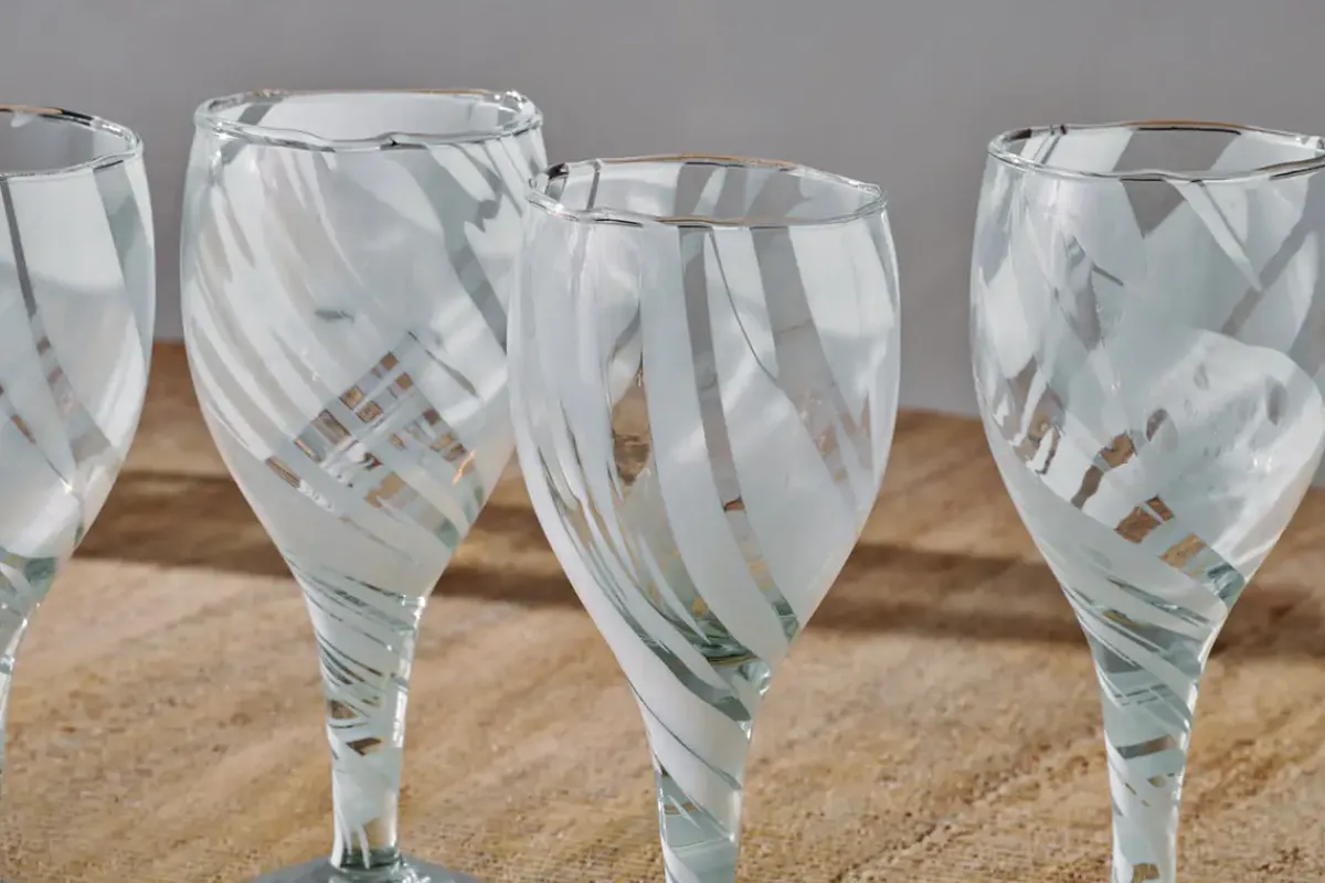 Entertaining Glasses|Wine & Champagne Glasses^Nkuku Lohara Wine Glass - White (Set of 4)