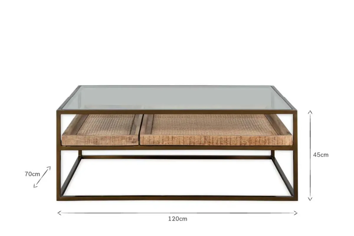 Coffee Tables|Living^Nkuku Luzon Iron & Mango Wood Display Coffee Table - Brass