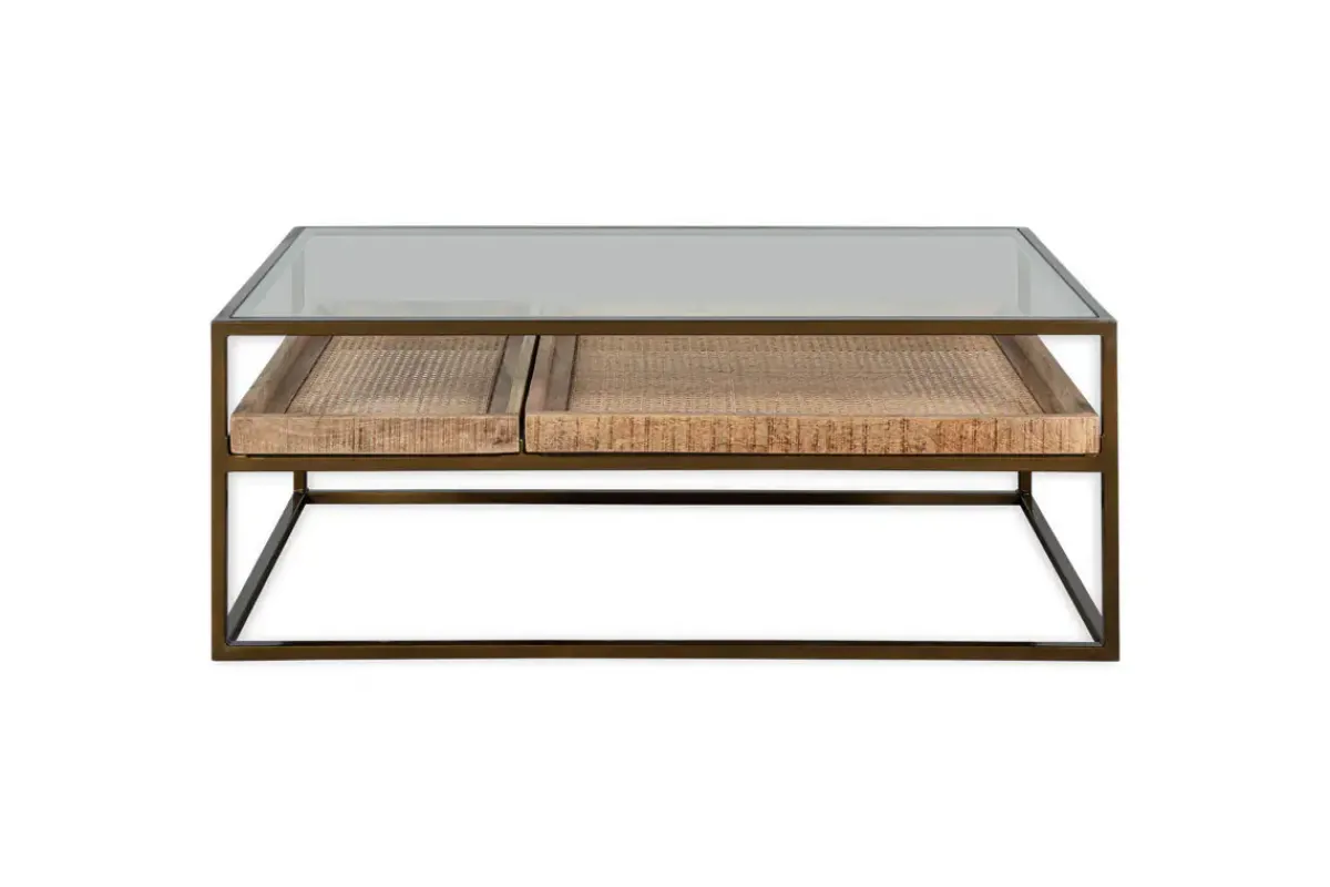 Coffee Tables|Living^Nkuku Luzon Iron & Mango Wood Display Coffee Table - Brass