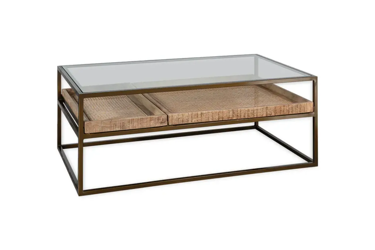 Coffee Tables|Living^Nkuku Luzon Iron & Mango Wood Display Coffee Table - Brass