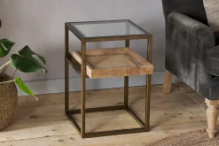 Living|Side Tables^Nkuku Luzon Iron & Mango Wood Display Side Table - Brass