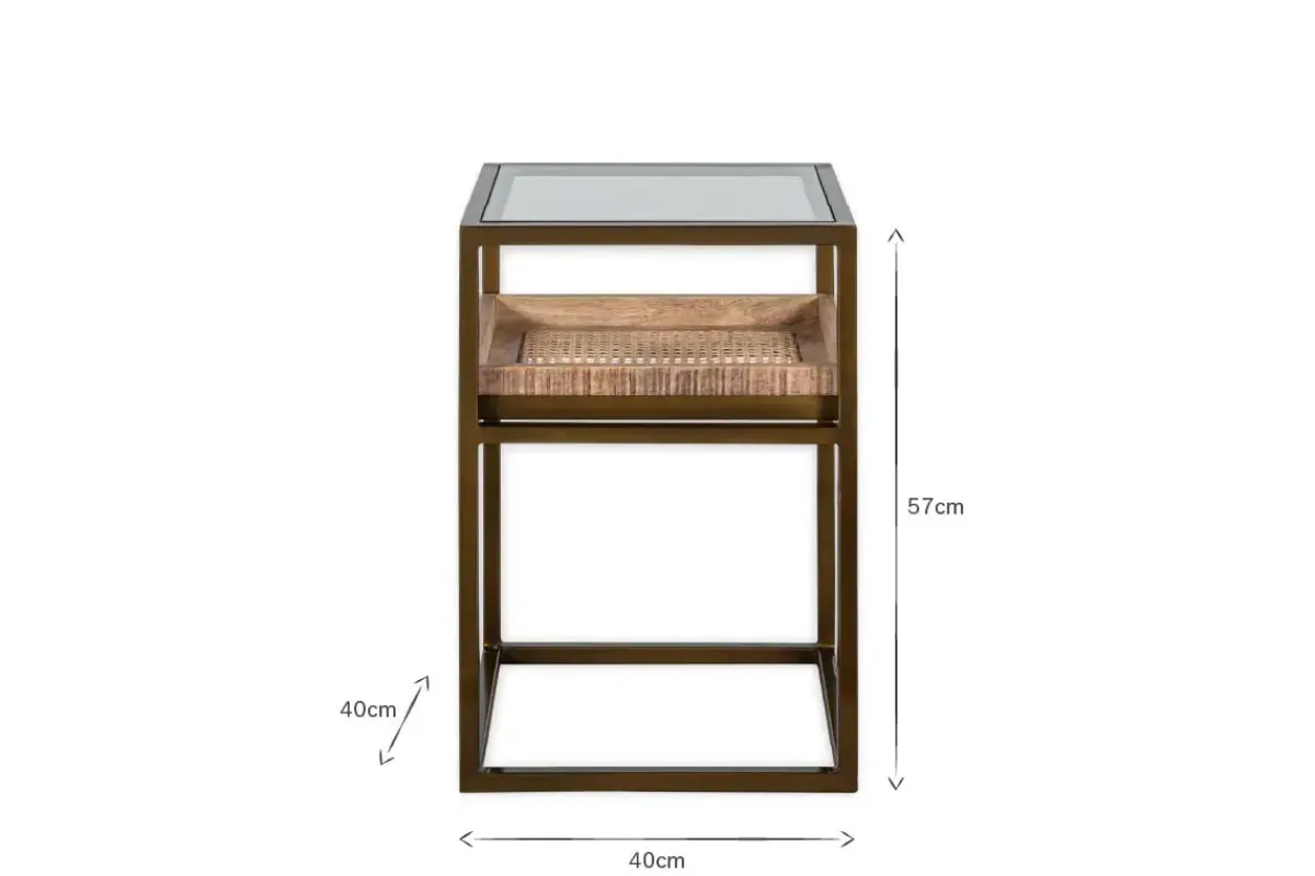 Living|Side Tables^Nkuku Luzon Iron & Mango Wood Display Side Table - Brass