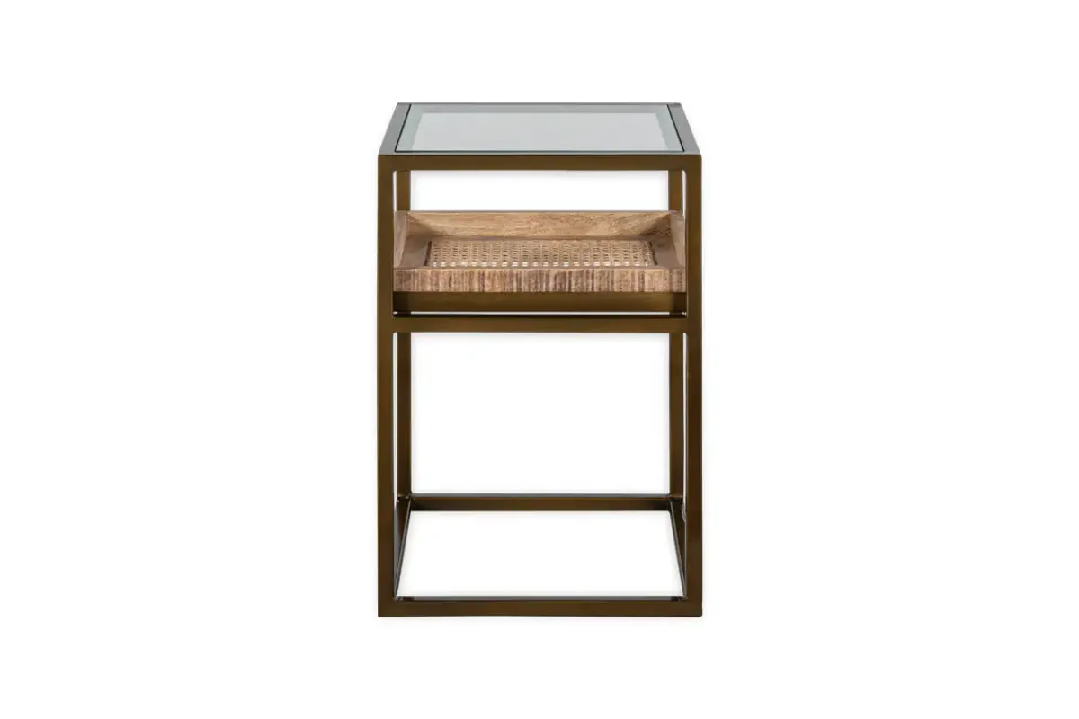 Living|Side Tables^Nkuku Luzon Iron & Mango Wood Display Side Table - Brass
