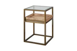 Living|Side Tables^Nkuku Luzon Iron & Mango Wood Display Side Table - Brass