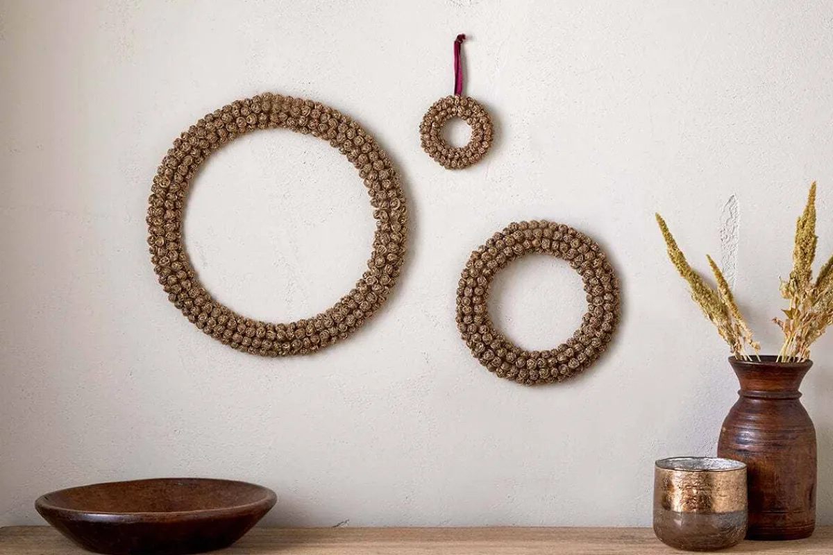 Wreaths & Garlands|New Christmas^Nkuku Madhi Wire Ball Wreath - Brass