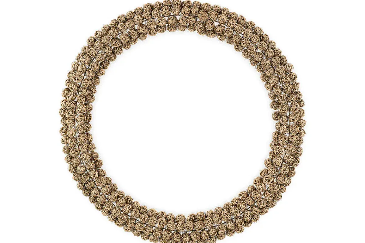 Wreaths & Garlands|New Christmas^Nkuku Madhi Wire Ball Wreath - Brass