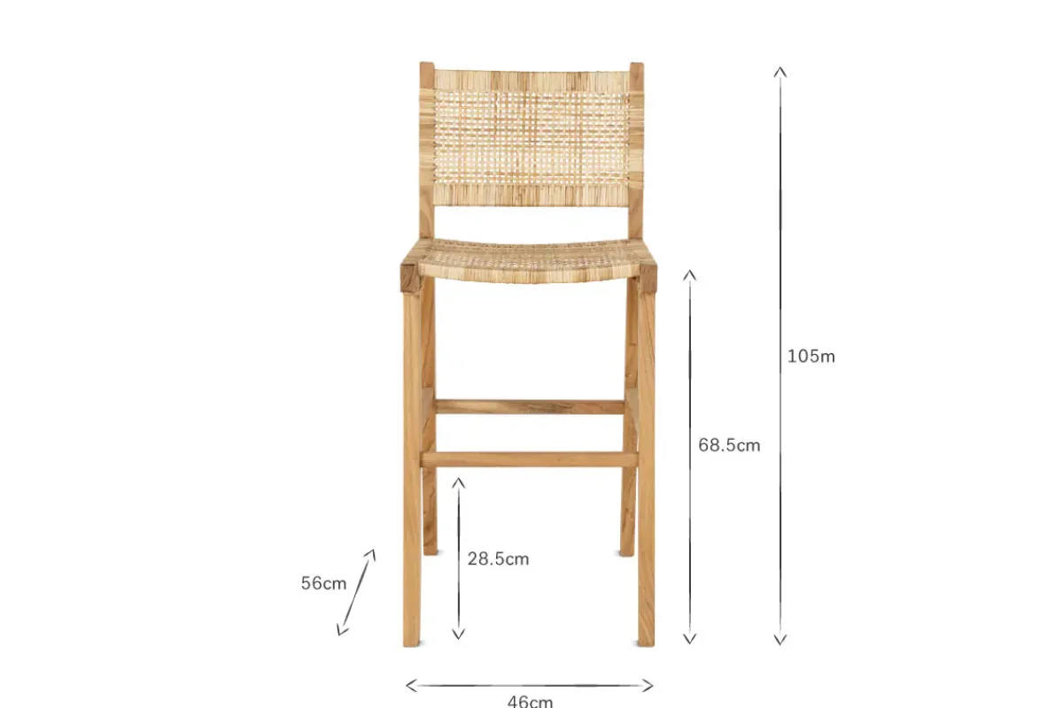 Kitchen & Dining|Bar Stools & Bar Chairs^Nkuku Madrisana Acacia & Rattan Bar Stool