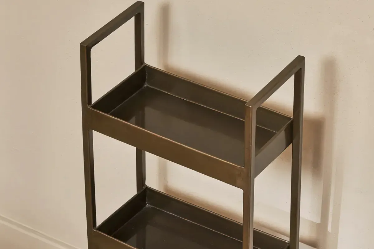Freestanding Shelves|Storage & Shelving^Nkuku Mahi Bathroom Storage Caddy - Antique Brass