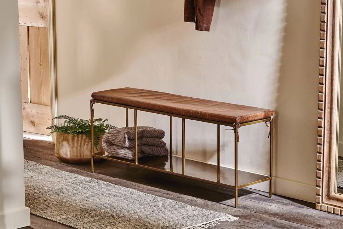 Hallway & Bootroom|Benches^Nkuku Mahi Iron & Leather Bench