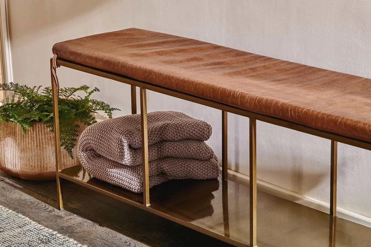 Hallway & Bootroom|Benches^Nkuku Mahi Iron & Leather Bench