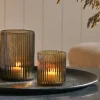 Decorative Home Accessories|Candle Holders^Nkuku Malana Recycled Glass Candle Holder - Smoke Brown