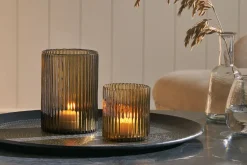 Decorative Home Accessories|Candle Holders^Nkuku Malana Recycled Glass Candle Holder - Smoke Brown