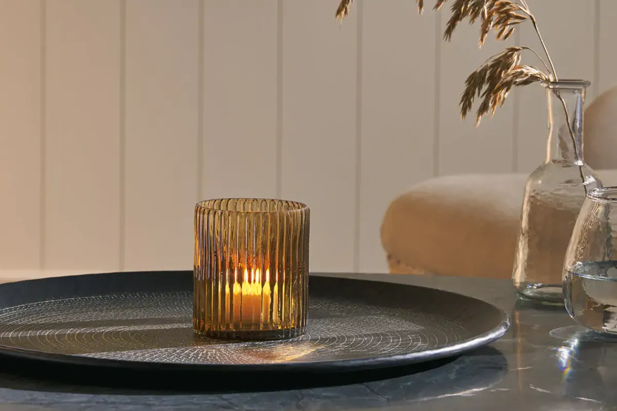 Decorative Home Accessories|Candle Holders^Nkuku Malana Recycled Glass Candle Holder - Smoke Brown