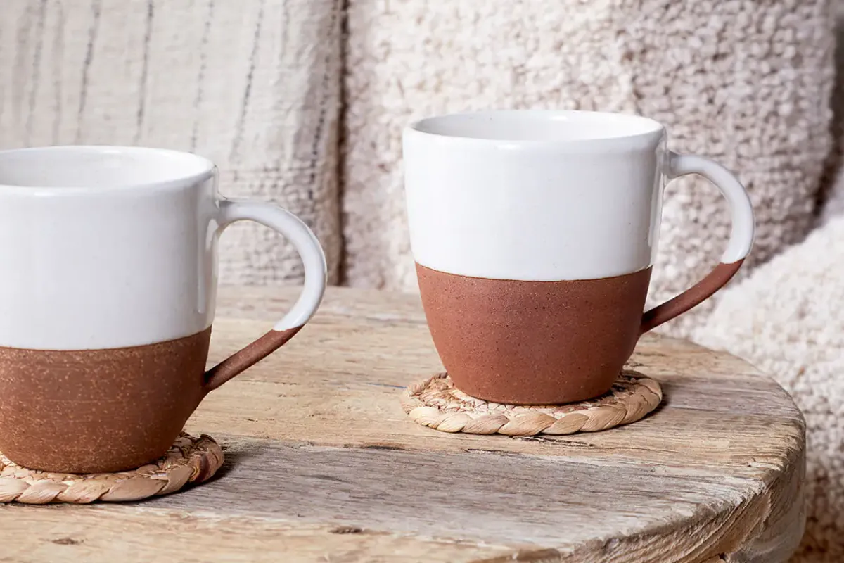 Breakfast Accessories|Mugs^Nkuku Mali Large Mug - White (Set of 2)