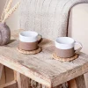 Breakfast Accessories|Mugs^Nkuku Mali Ribbed Espresso Mug - White (Set of 2)