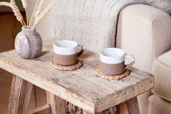 Breakfast Accessories|Mugs^Nkuku Mali Ribbed Espresso Mug - White (Set of 2)