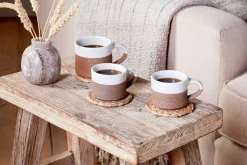 Breakfast Accessories|Mugs^Nkuku Mali Ribbed Espresso Mug - White (Set of 2)