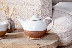 Breakfast Accessories|Teapots & Teacups^Nkuku Mali Ribbed Teapot - White