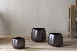 Indoor Planters^Nkuku Maliki Plant Pot - Aged Bronze