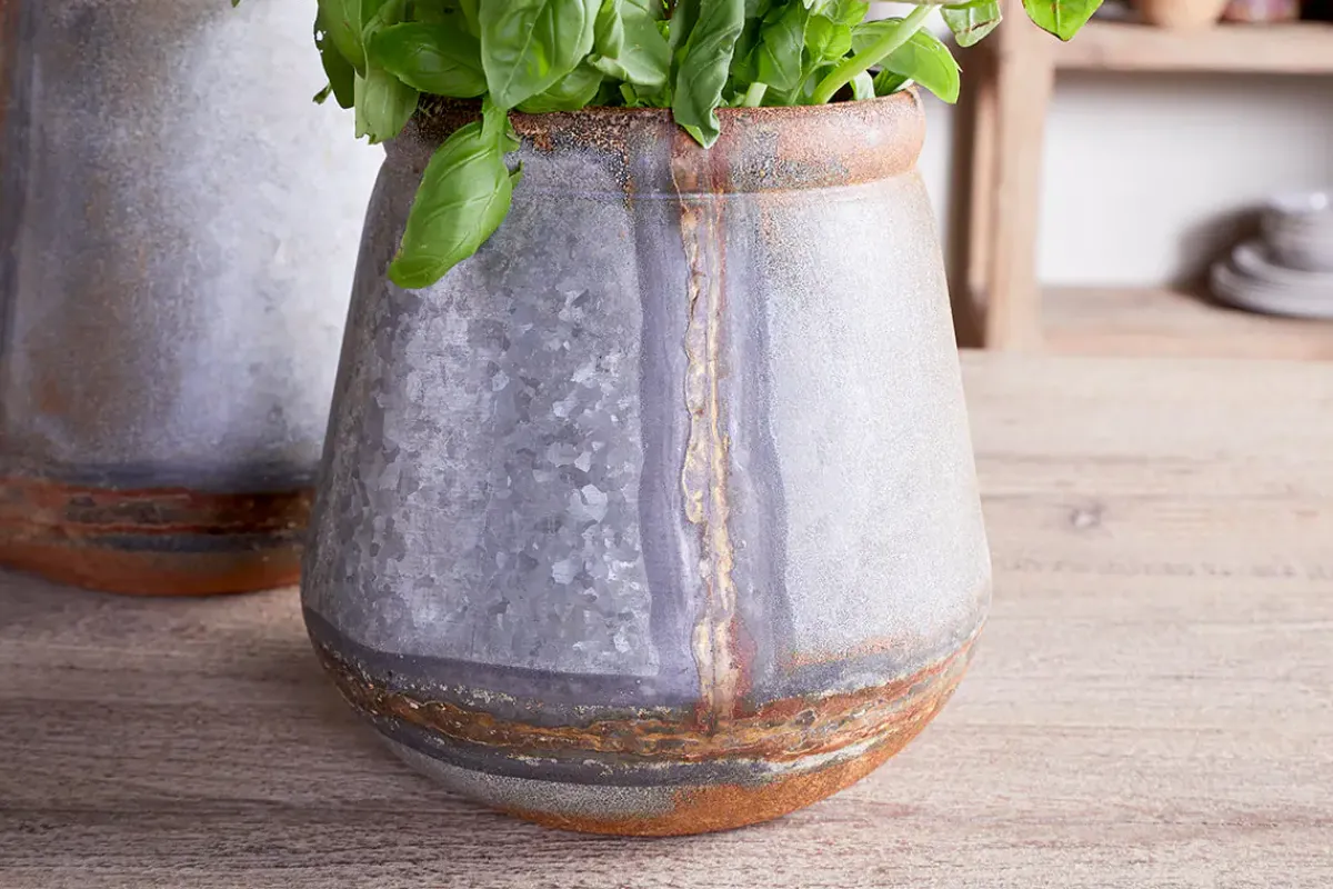 Garden Planters|Garden Décor^Nkuku Mamba Outdoor Planter - Aged Zinc