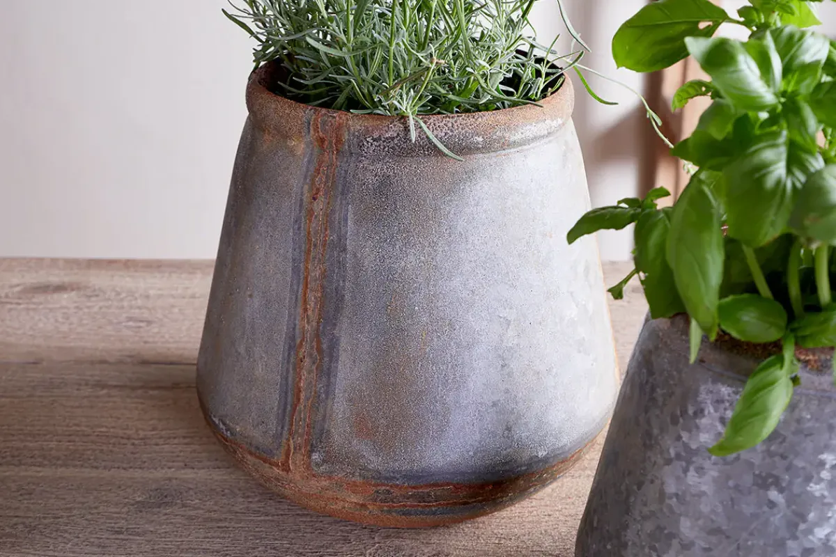 Garden Planters|Garden Décor^Nkuku Mamba Outdoor Planter - Aged Zinc