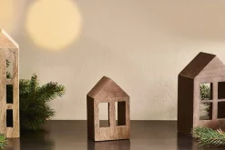 Candles & Candleholders^Nkuku Mandar Mango Wood House - Dark Brown - Small