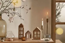 Candles & Candleholders^Nkuku Mandar Mango Wood House - Dark Brown - Small