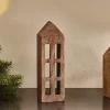 Candles & Candleholders^Nkuku Mandar Mango Wood House - Dark Brown - Large